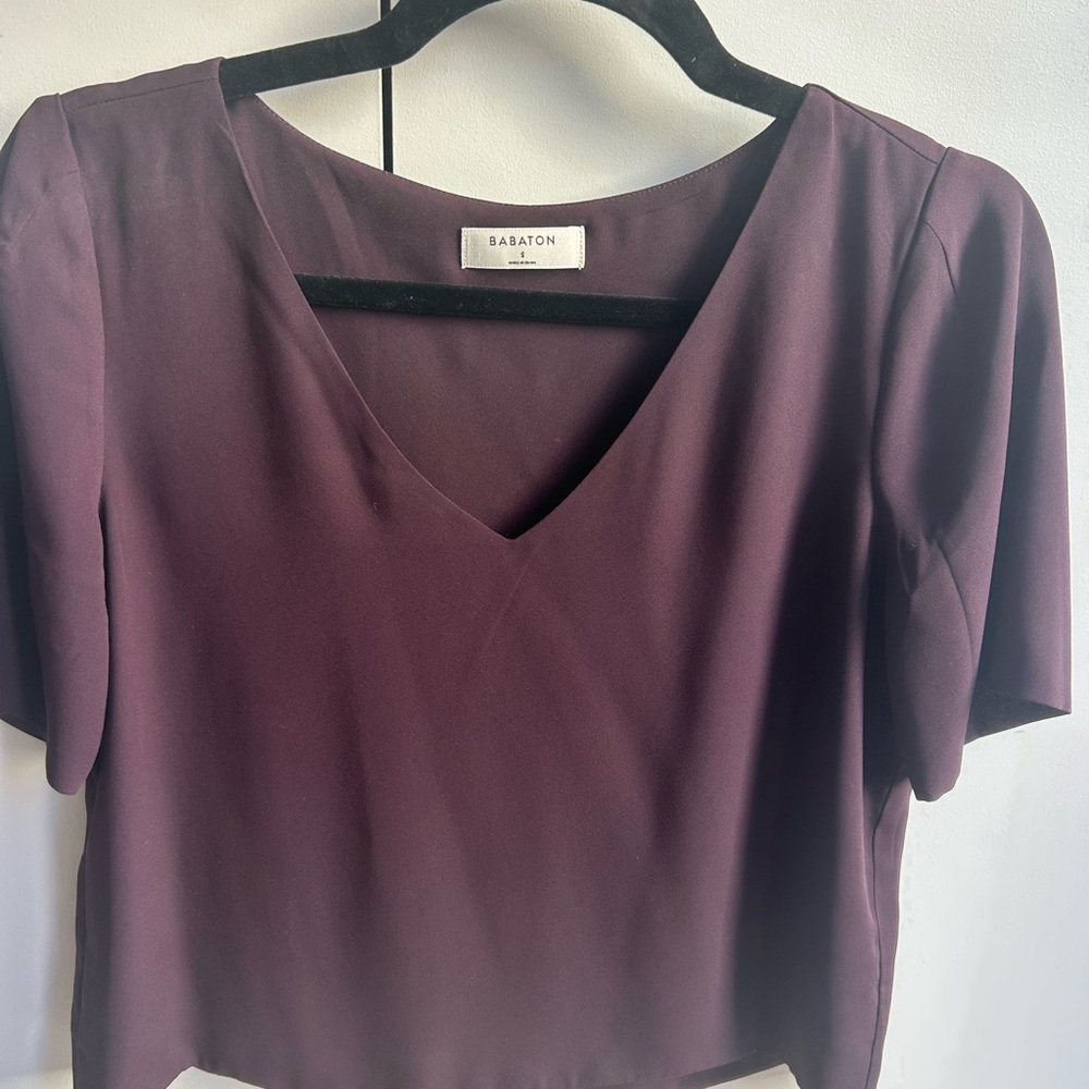 Babaton Purple Fitted Crop Blouse